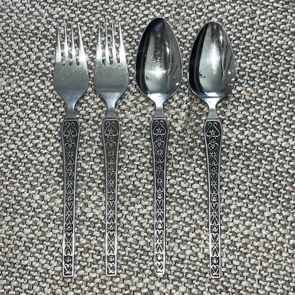 VTG Riviera CORDOVA Stainless Heart/scroll 2 Forks‎ & 2 Spoons Japan